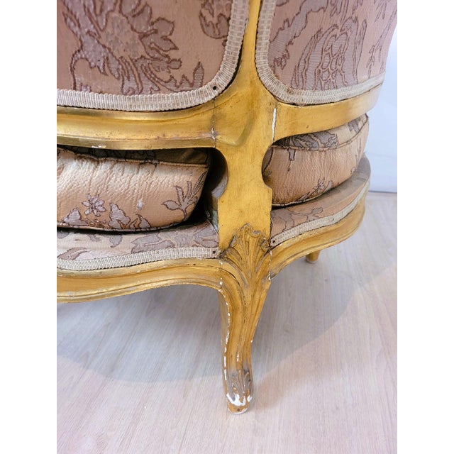 Louis XV Style Golden Wood Lounge Chair For Sale - Image 3 of 16