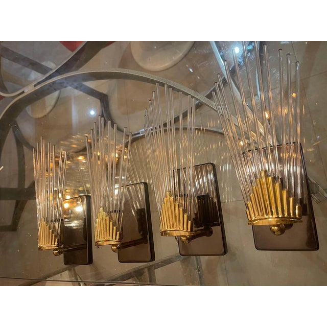 Gold Murano Glass Wall Lights attributed to Gaetano Sciolari, Italy, 1970s, Set of 4 For Sale - Image 8 of 10