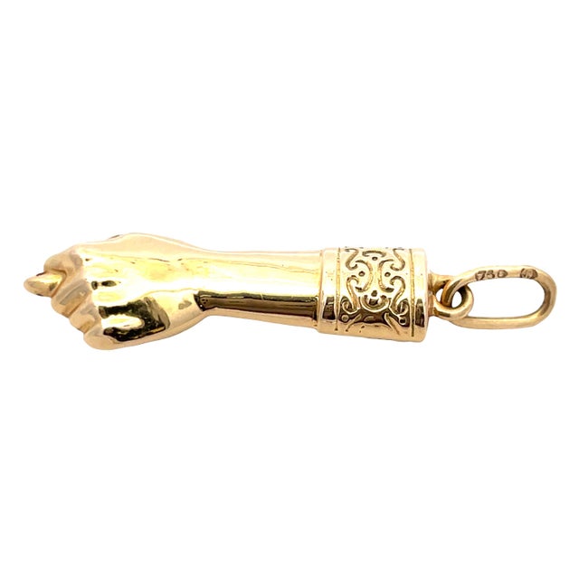 Modern 18k Yellow Gold Hand Fist Pendant/Charm For Sale - Image 3 of 5