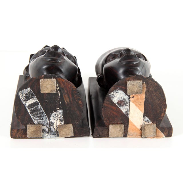 Brown Vintage West African Hand Carved Wenge Tribal Bookends - a Pair For Sale - Image 8 of 10