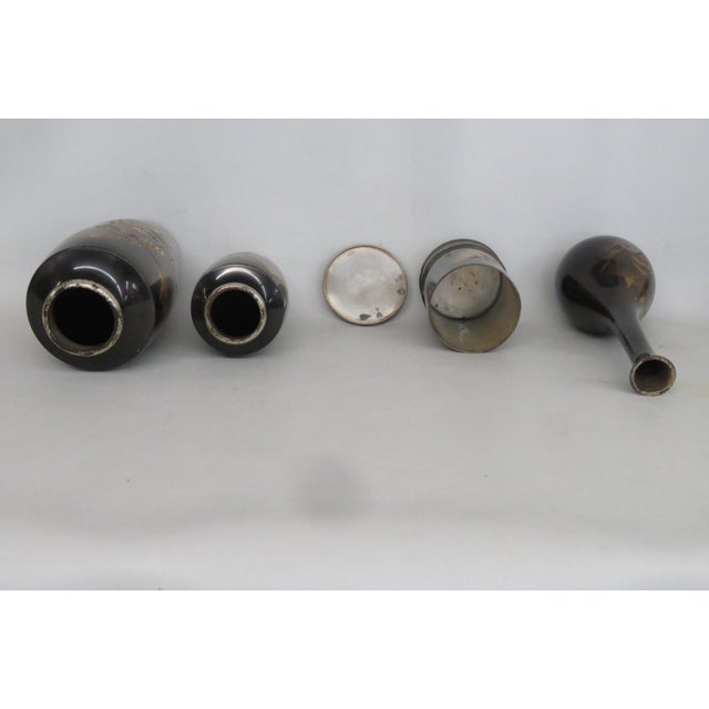 Japanese Mixed Metal Vessels Set of 4 Chokin Style Decorative Containers 5038b For Sale - Image 14 of 18