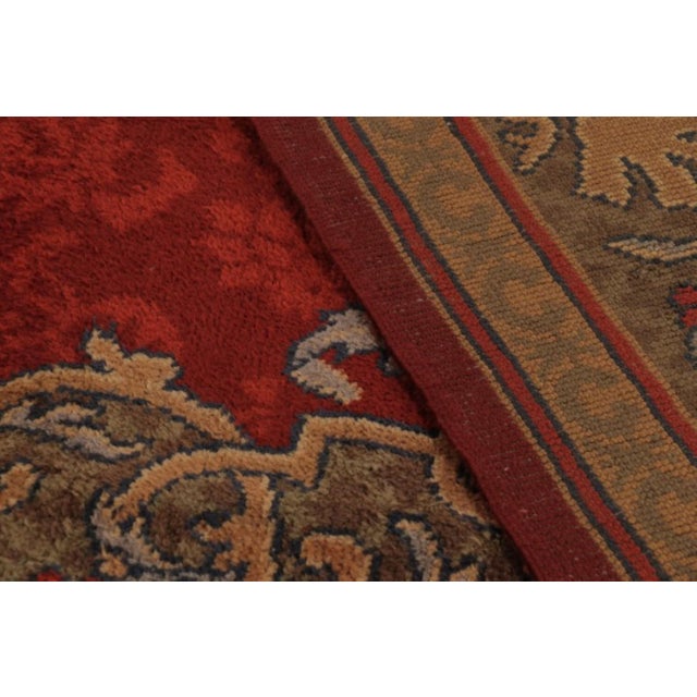 Red Antique Dutch Art Deco Rug, Rich Red With Floral Damask - Rug & Kilim For Sale - Image 8 of 10