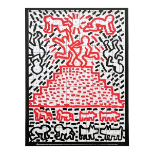 Keith Haring Estate Vintage 1991 Lithograph Print Pop Art Poster " Pyramid " 1981