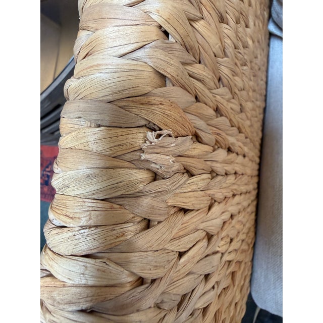 Brownstone Seagrass + Linen Occasional Chair, Prototype For Sale - Image 11 of 12