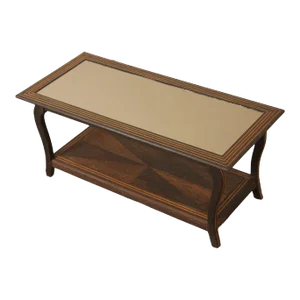 Mid Century Art Deco Style Mirror Top inlaid Coffee Table (B)