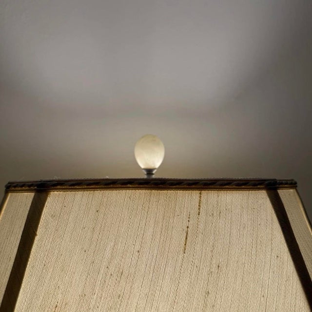 Large Vintage Solid Onyx Table Lamp | Cream & Honey Veined Stone | Late 20th Century For Sale - Image 11 of 12