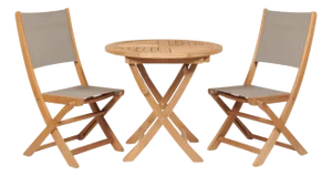 Hi Teak Stella Taupe Teak Patio Round Bistro Set 3pc