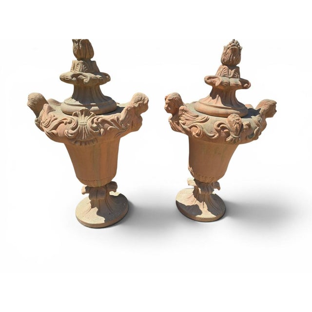 Large Italian Terracotta Garden Urns, 1970s, Set of 2 For Sale - Image 3 of 11