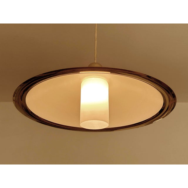 1960s Large Scandinavian Semi Pendant Light in Brass For Sale - Image 5 of 17