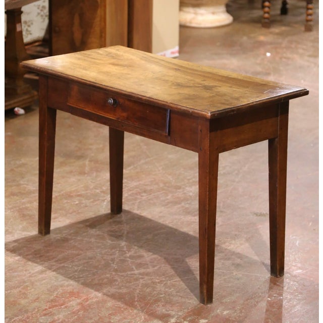 Early 19th Century 19th Century French Louis Philippe Walnut Single Plank Top Side Table Desk For Sale - Image 5 of 7