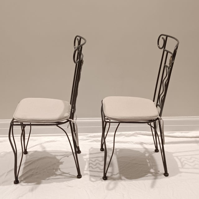 Vintage French Style Wrought Iron Garden Chairs With Sunburst Design, 2 Pieces For Sale - Image 9 of 16