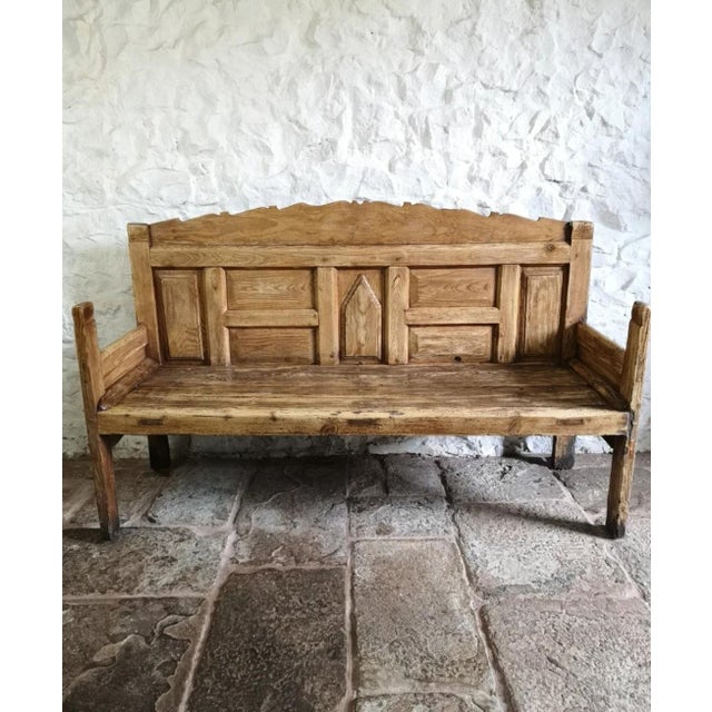 Anitque Spanish Chestnut Settle Bench, 1880 For Sale - Image 11 of 11