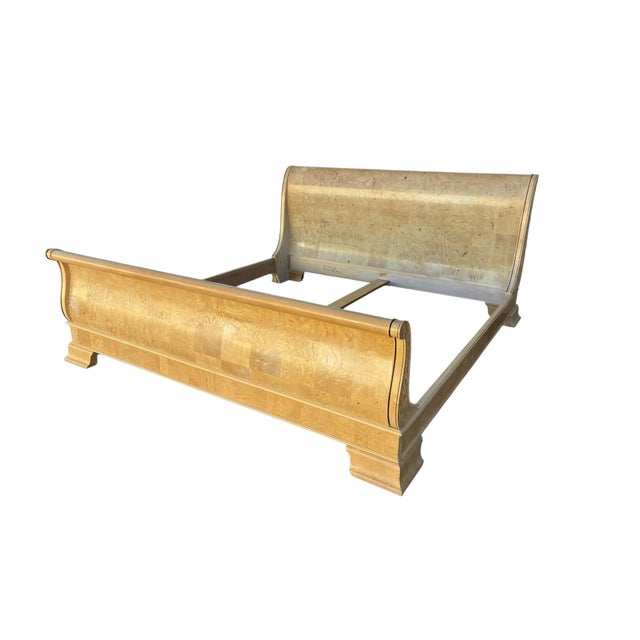 Vintage Henredon Charles X Collection King Sleigh Bed Light Burl Wood French For Sale - Image 18 of 18