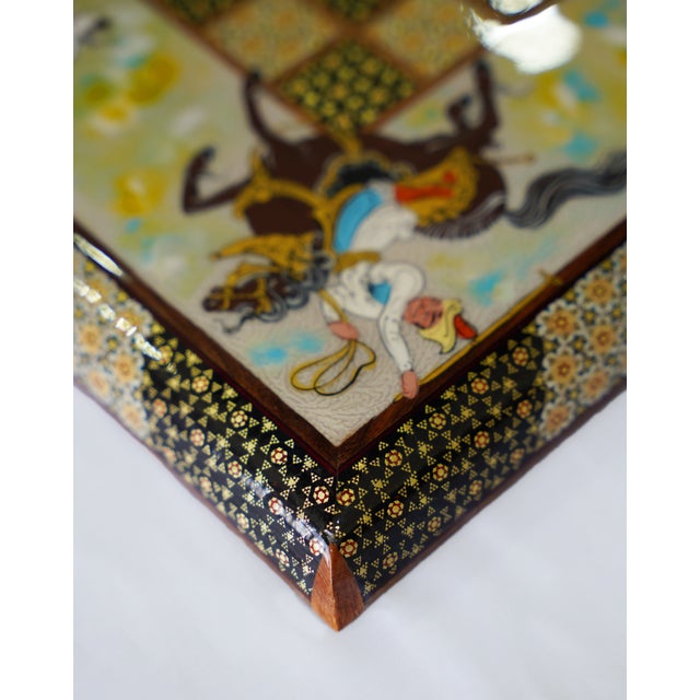 Traditional Handcrafted Chess & Backgammon Set With Polo Miniature Painting – Marquetry Game Board by Pilardi For Sale - Image 3 of 8