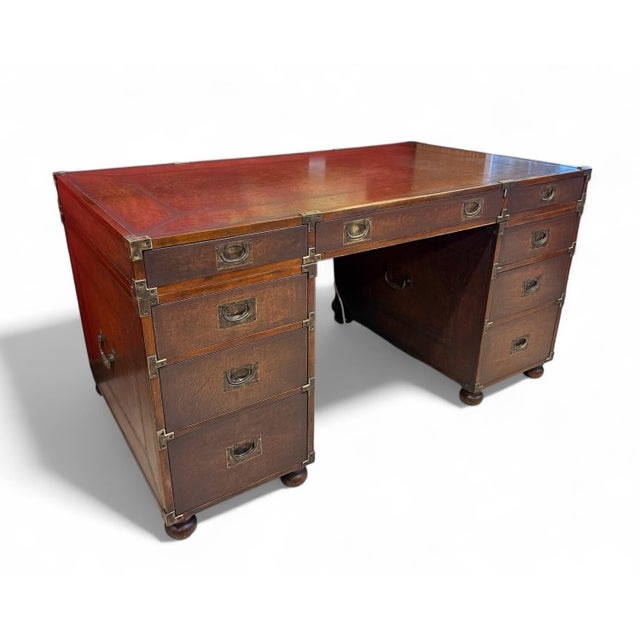 Theodore Alexander Campaign Style Partners Desk | Chairish