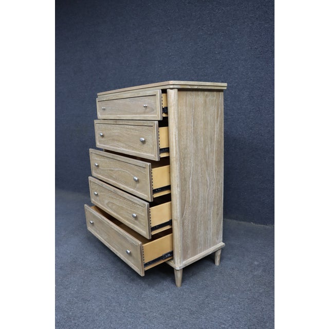 Whitewashed Oak Five-Drawer High Chest For Sale - Image 4 of 9