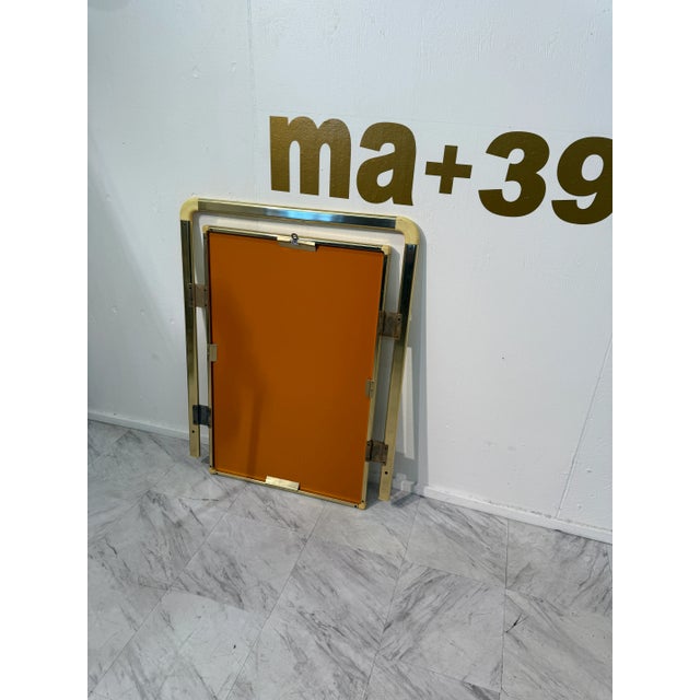 Brass Vintage Italian Brass and Lucite Wall Mirror 1970s For Sale - Image 8 of 8