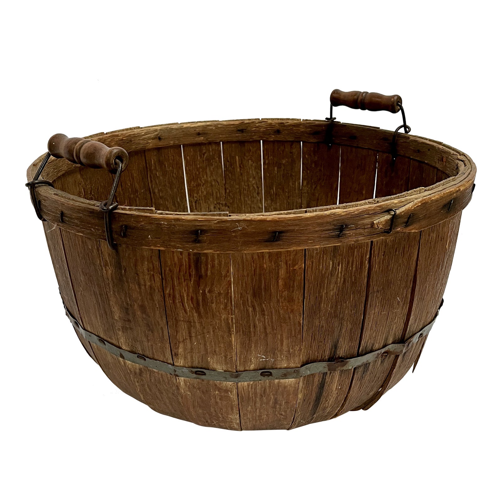 Large Antique Splint Oak Apple Basket | Chairish