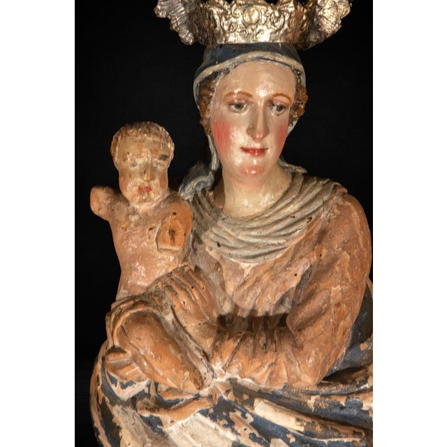 Renaissance Style Carved Wood Virgin and Child, 1500s For Sale - Image 5 of 7