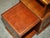 Flamed Hardwood & Brown Leather Sliding Book Tables, Set of 2 For Sale - Image 13 of 18