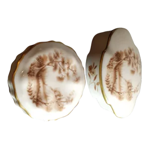 1960s Pair of Limoges France Porcelain Trinket Boxes