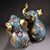 Chinese Pair of Vintage Chinese Cloisonné Enamel & Gilt Bronze Elephants For Sale - Image 3 of 8