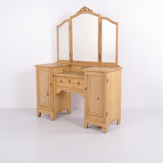 Wood Pine Dressing Table with Mirror, 1920s For Sale - Image 7 of 11