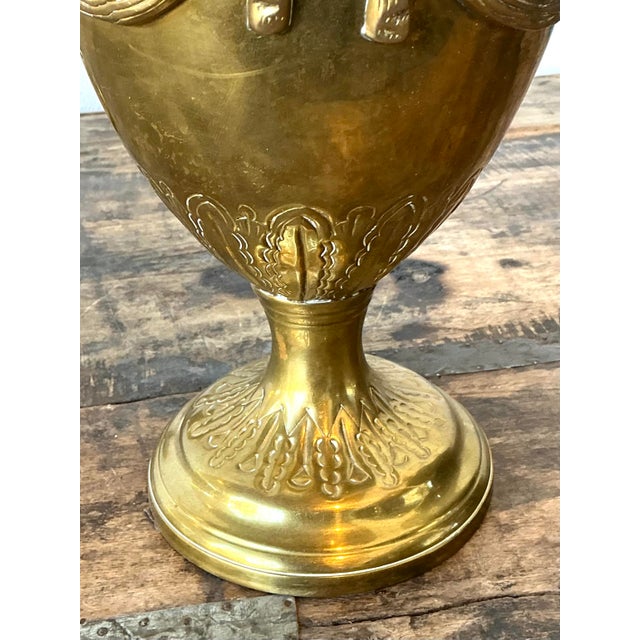 Late 20th Century Vintage Swag Brass Lidded Urns - A Pair For Sale - Image 5 of 12