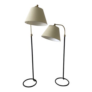 1950s Jacques Adnet-Style Adjustable Floor Lamps - Set of 2 For Sale