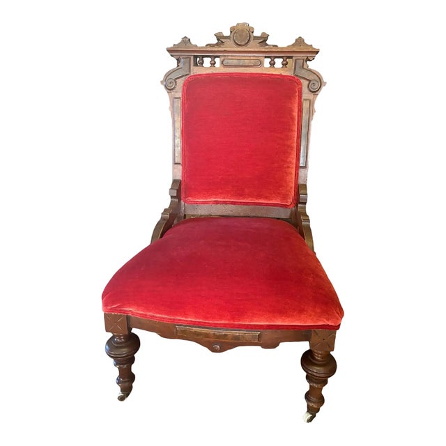 Wood Pair of Mid 19th Century Antique Vintage Old Carved Eastlake Solid Wood Wooden Side Dining Accent Chair For Sale - Image 7 of 11