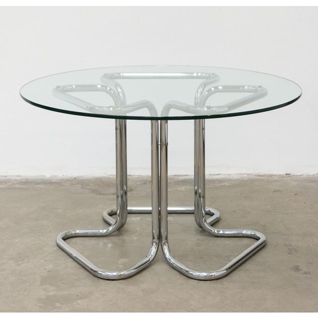 Vintage Round Glass Table with Chairs and Coffee Table, 1970s, Set of 6 For Sale - Image 3 of 18