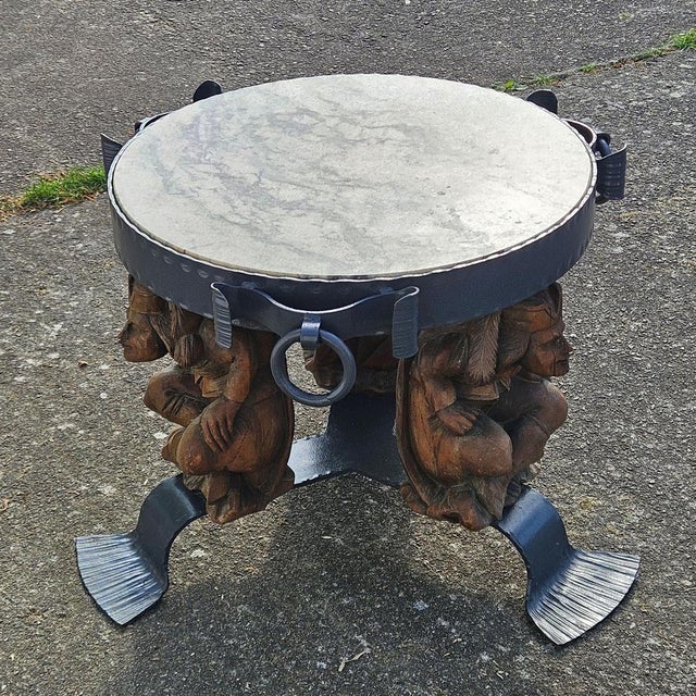 Forged Iron Lounge Table with Marble Top by Jean Maurice Rothschild, 1950s For Sale - Image 6 of 18