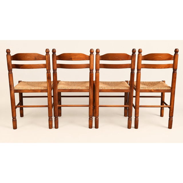 Early 20th Century Louis XIII Rustic Chairs with Straw Seats, Set of 4 For Sale - Image 4 of 10