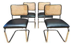 Black Leather S32 Cantilever Chairs by Marcel Breuer for Thonet, 1980s, Set of 4