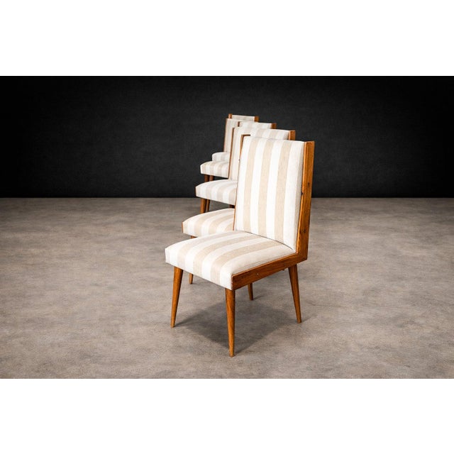 Wood Brazilian Modern Set of Eight Dining Chairs in Caviúna Wood & Fabric, Giuseppe Scapinelli, Brazil, 1950s For Sale - Image 7 of 18