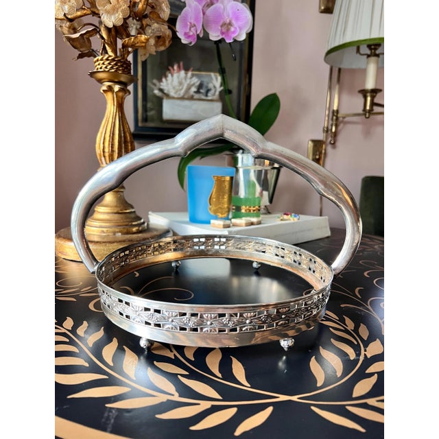 Metal Beautiful antique .800 silver footed pie plate holder // Continental silver // vintage silver pie server // housewarming / hostess gift For Sale - Image 7 of 7