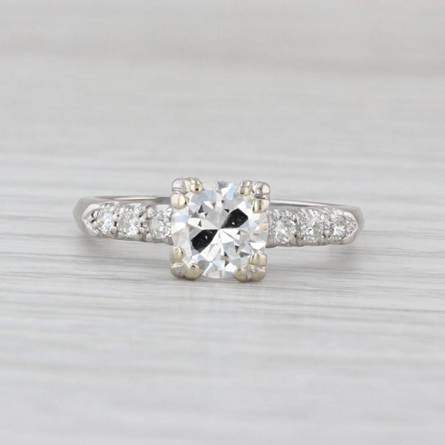 Modern Vintage 1.08ctw Transitional Round Engagement Ring Platinum Size 7 For Sale - Image 3 of 8