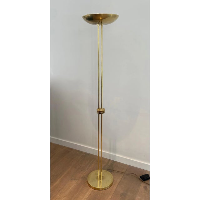 French Design Brass Floor Lamp in Art Deco Style Circa 1970 For Sale - Image 12 of 12