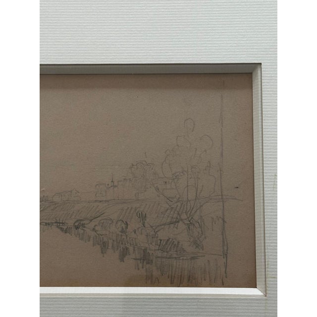 Black Stanislas Lépine, Landscapes, Original Double-Sided Pencil Drawing on Paper, Framed For Sale - Image 8 of 15
