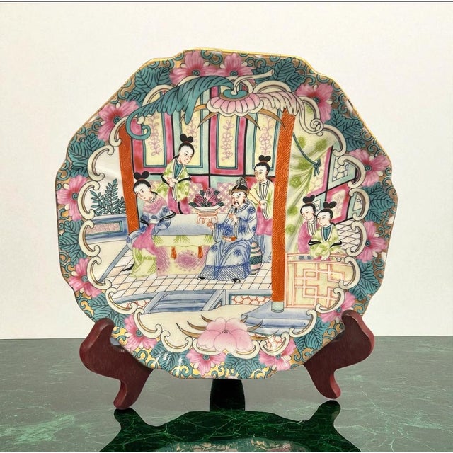 Ceramic Vintage Chinese Export Rose Medallion Porcelain Plate For Sale - Image 7 of 7