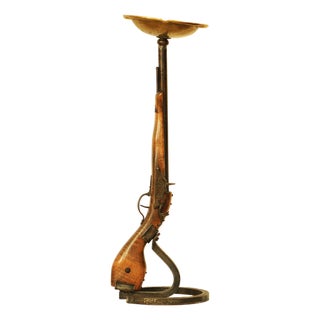 Floor Ashtray in Bronze and Gilt Metal For Sale