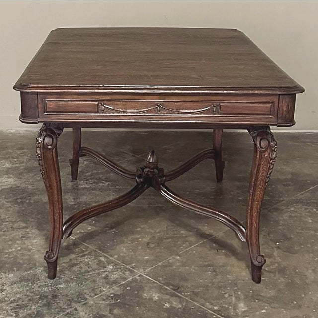 Antique Country French Louis XVI Oak Writing Desk ~ Game Table For Sale - Image 9 of 16