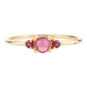 Minimal Stacking Three Stone Garnet Ring Size 7
