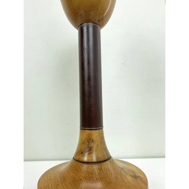 Mid-Century Danish Wood and Leather Standing Ashtray, 1970s For Sale - Image 4 of 13