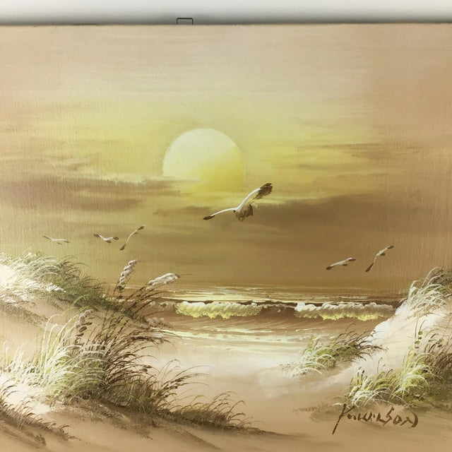 Shabby Chic Original Artisan Signed Seascape Oil Painting on Canvas For Sale - Image 3 of 11