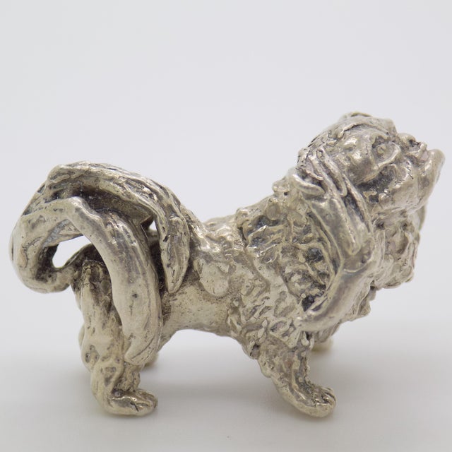 Silver Vintage Italian Handmade Genuine Silver 1950s Pekingese Dog Figurine Miniature For Sale - Image 8 of 11