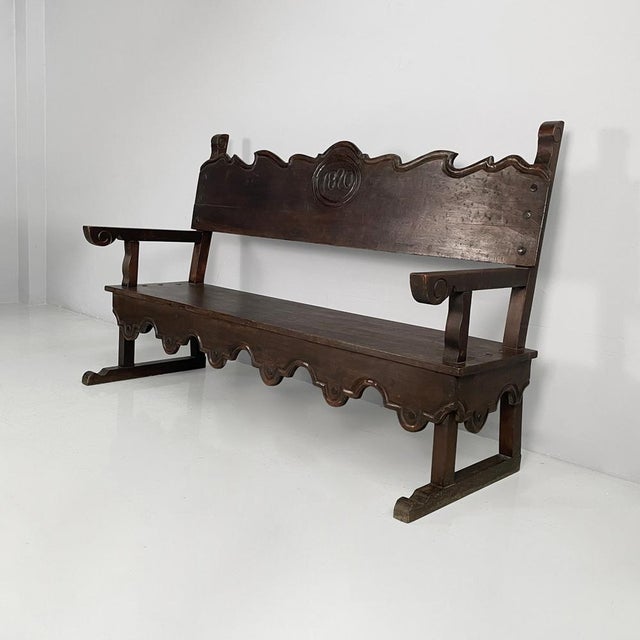 Wood Italian Antique Wooden Bench, 1820s For Sale - Image 7 of 18