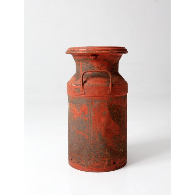 Vintage Farmhouse Red Milk Can For Sale - Image 14 of 17