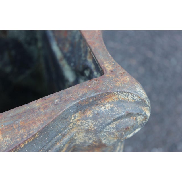 Neoclassical Style Pair Of Cast Iron Garden Planters Or Pedestal Bases For Sale - Image 11 of 16