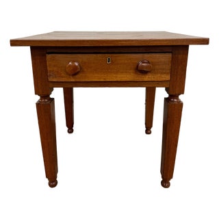 Antique American Country Primitive Walnut Single Drawer Nightstand For Sale